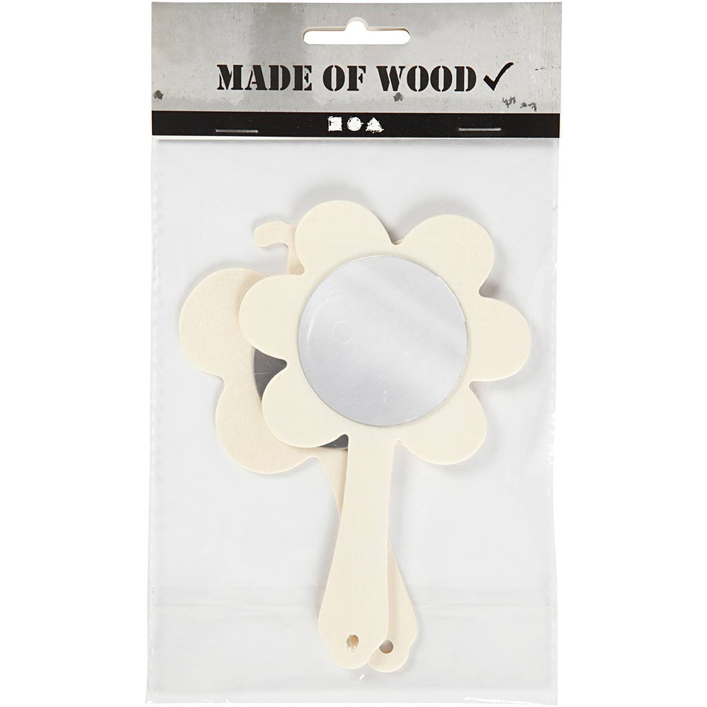 Versier je Houten Handspiegel, 2st. 14 cm