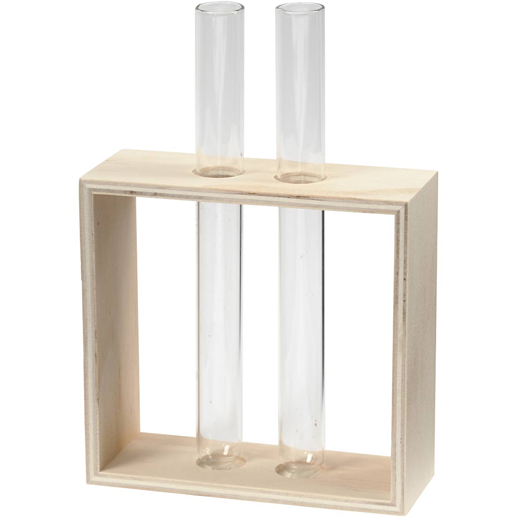 Creatief bedrijf houten rek met reageerbuizen, 3dlg.