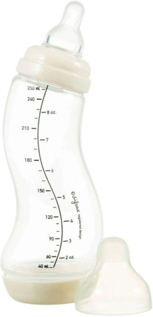 Difrax babyfles natural - 250 ml - crème - 1 stuk - s-fles - anti koliek