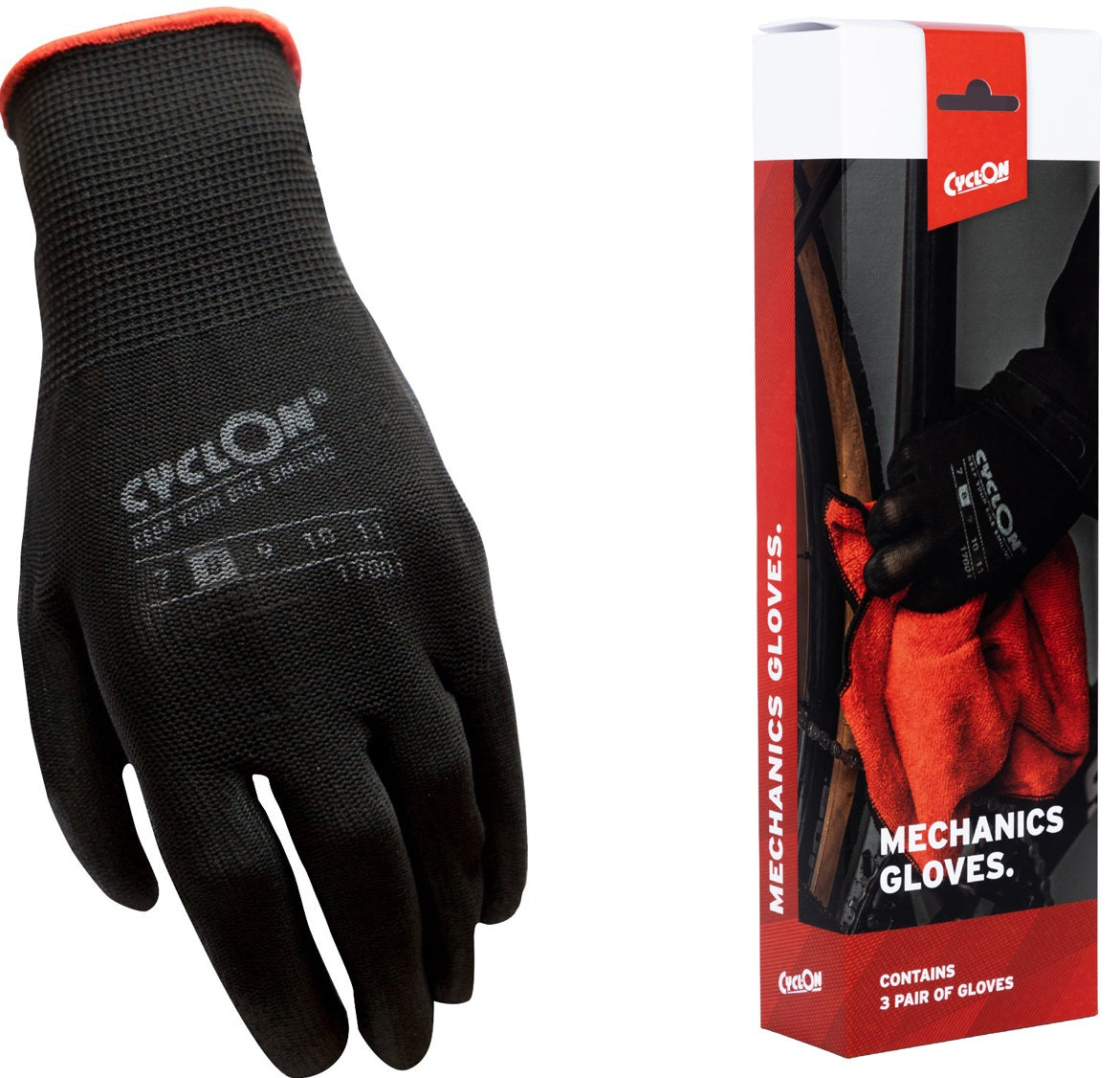Cyclon montagehandschoenen m8 - rood (3 paar)