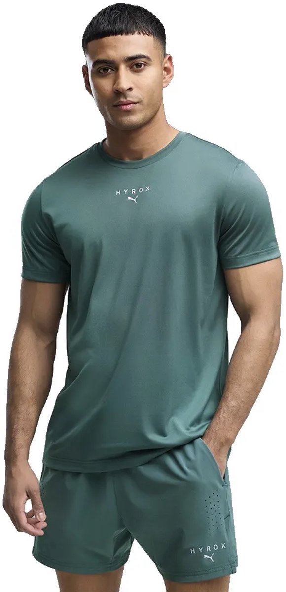 Puma x hyrox poly graphic t-shirt met korte mouwen groen s man