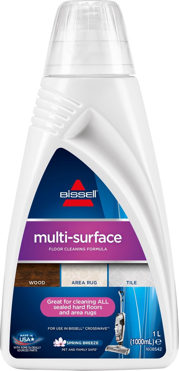 Bissell multisurface 1l - reinigingsmiddel voor crosswave spinwave - moeiteloze vuilverwijdering - frisse geur - sneldrogend streepvrij - voor hout, laminaat, tegels vinyl - 1789l