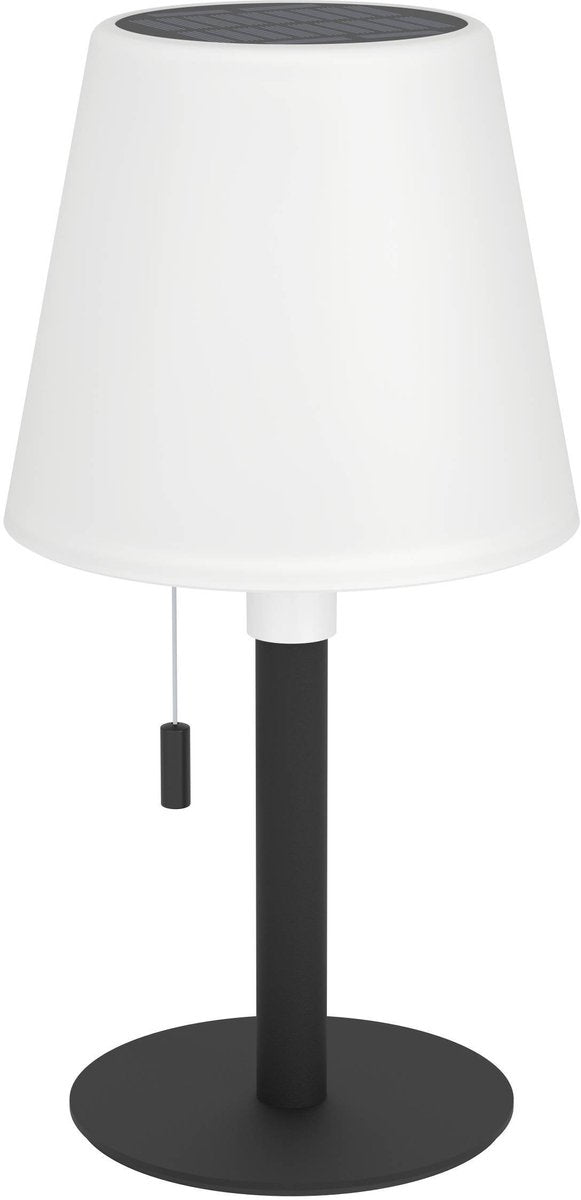 Eglo montapalma tafellamp binnen en buiten - oplaadbaar (tot 60 uur licht) - solar - 30 cm - zwart wit - warm wit licht en instelbaar rgb - draadloos - dimbaar