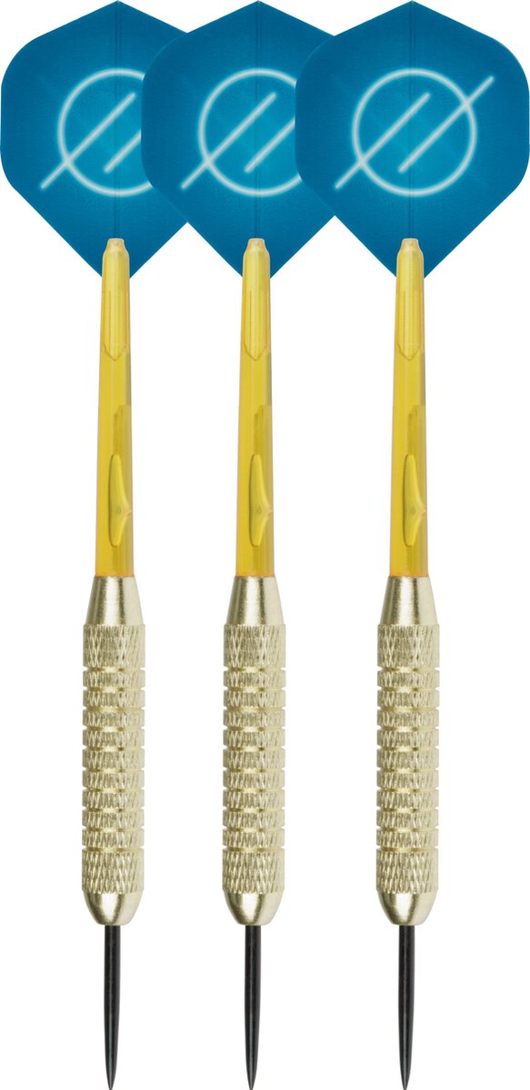 Faver dartpijlenset compleet - reserve shafts - brass coated - blauw - 19 gram