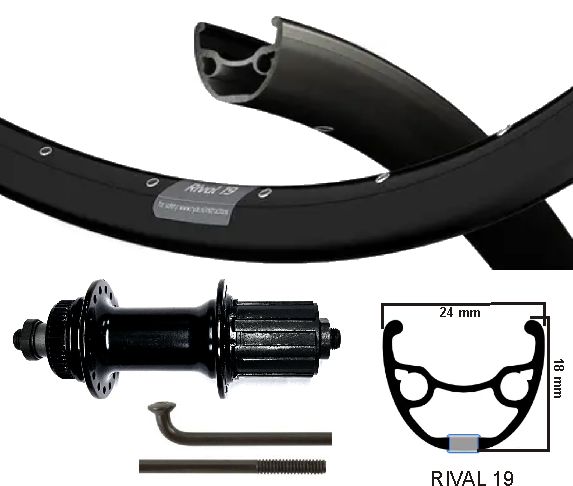 Kgs achterwiel 27,5 inch 584 rival 19 zwart cass 8-10 v centerlock uitval