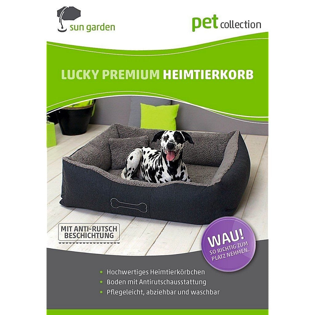 Zonnetuin luxe hondenmand lucky + kussen 59x67x20cm grijs