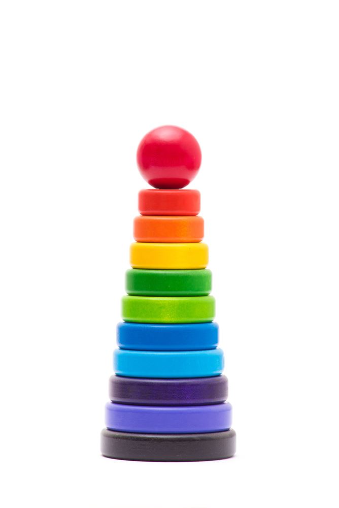 Bajo houten stapelpiramide groot. 10 del