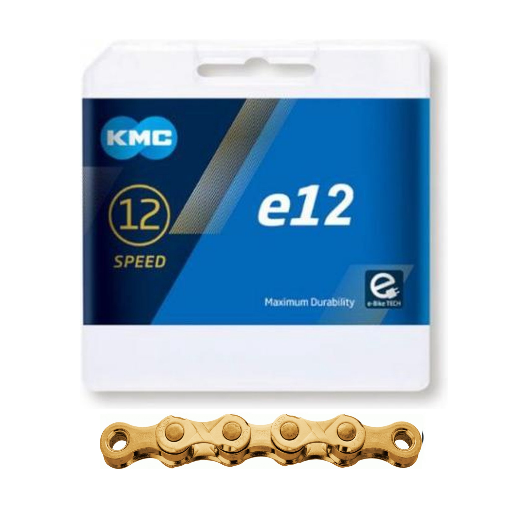 KMC Ketting e12 Ti-Ni goud, 1 2x11 128, 130 schakels, 5.2mm pin, 12-speed