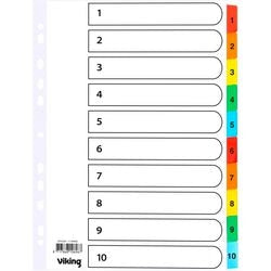 Tabbladen mylar viking karton a4 170g geassorteerd 1-10 11 gaten