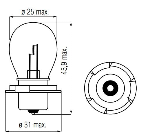 Ampoule 12V-25W P26S