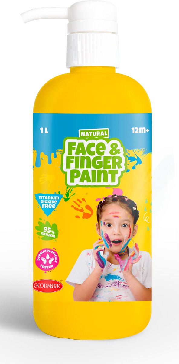 Boti natuurlijke vingerverf fles met pompje - geel, 1l