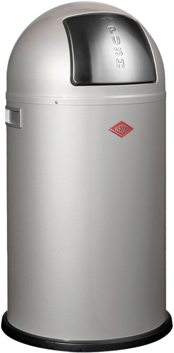 Wesco pushboy prullenbak | 50 liter | metaal - zilver | vuilnisbak - made in germany