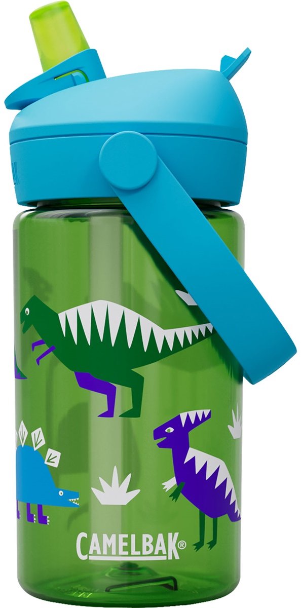 Camelbak thrive flip straw drinkfles kids - 400 ml - met rietje - waterfles - groen (hip dinos)