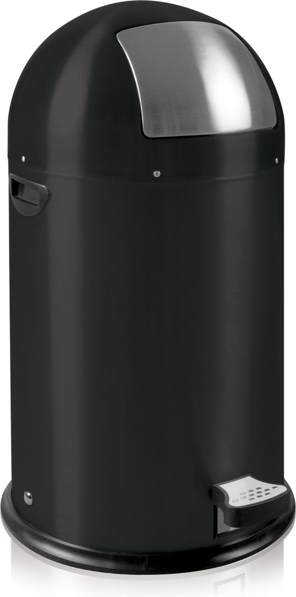 Eko - kickcan 33 liter - steel - mat zwart - prullenbak