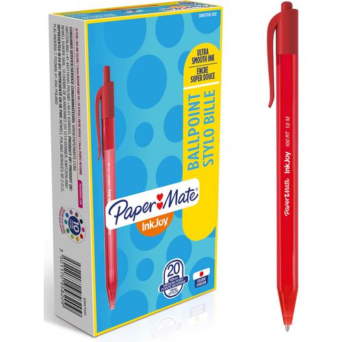 Balpen inkjoy 100rt papermate s0957050 medium rood drukknop