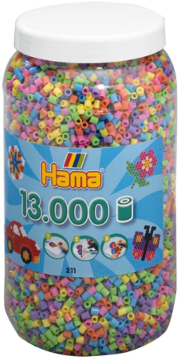 Hama strijkkralen in een ton