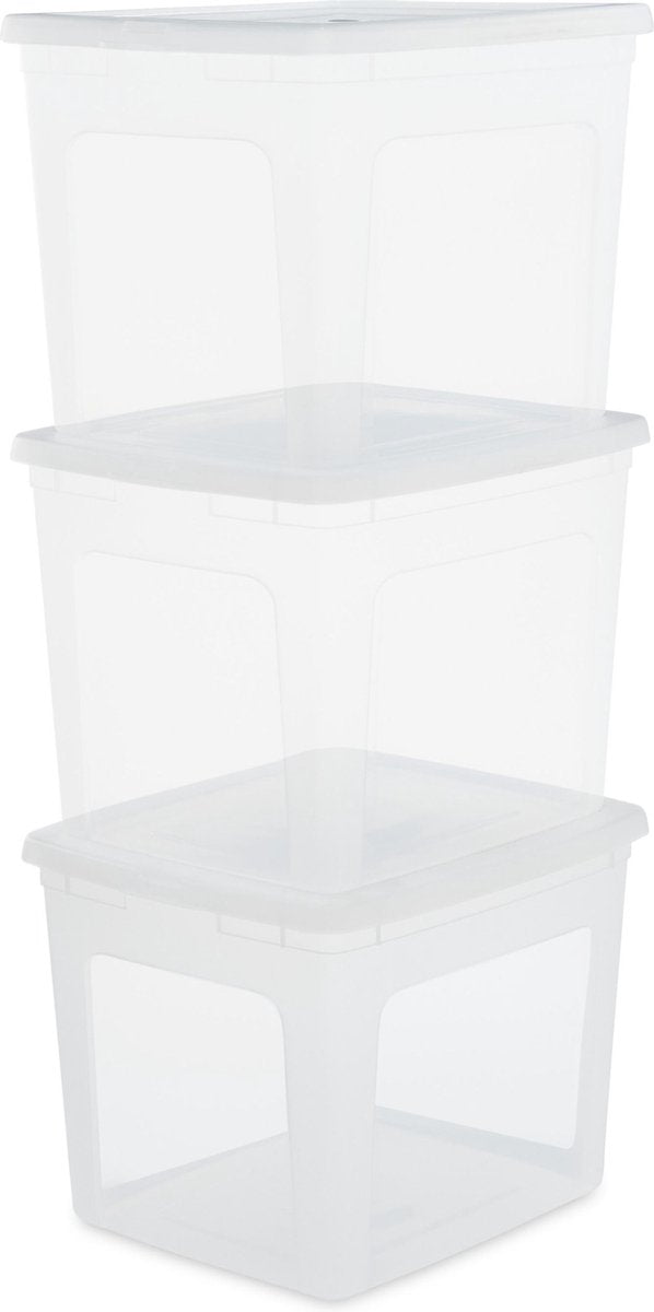Iris clearbox opbergbox - 30l - kunststof - transparant - set van 3