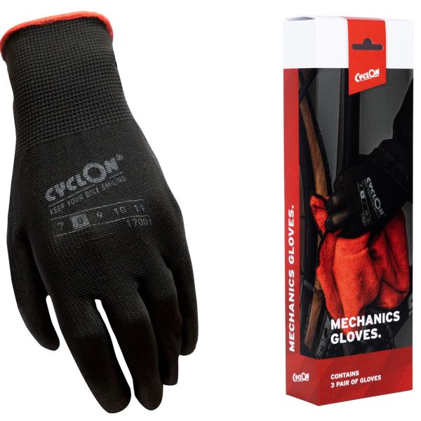 Cyclon assembly gloves M8 nylon PU black red (20 pairs)