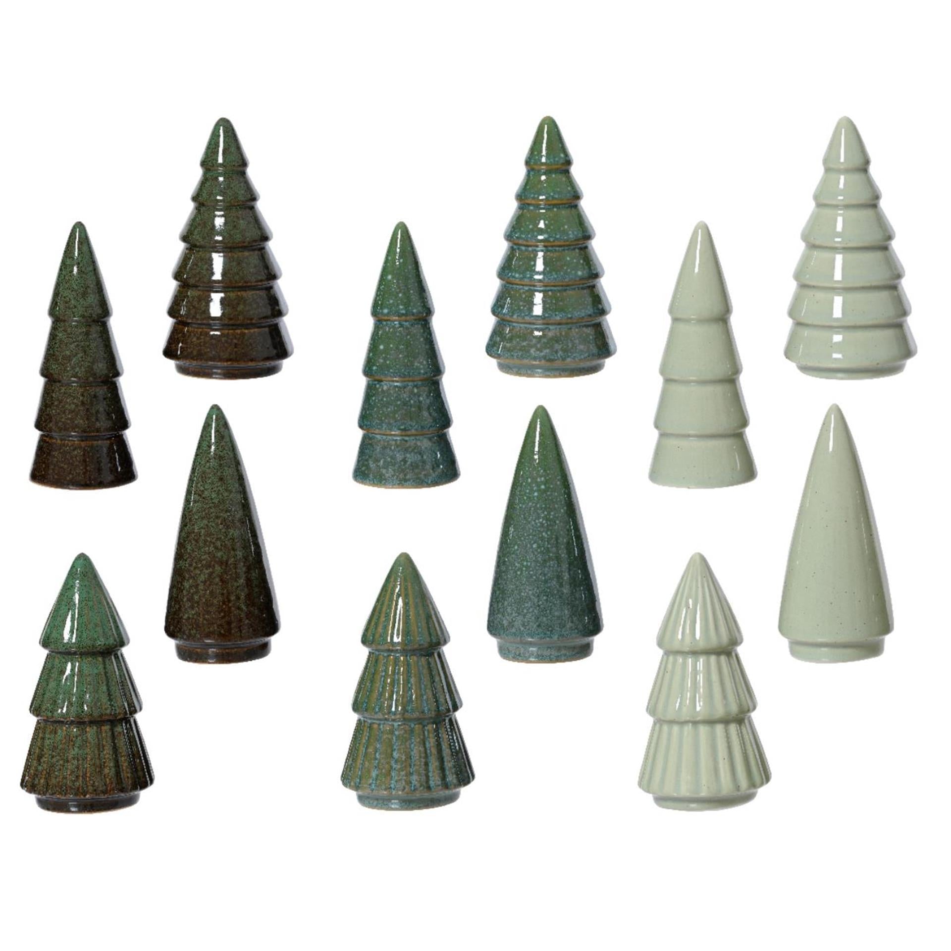 Decoris kerstboom porselein 5,2x5,2x10cm