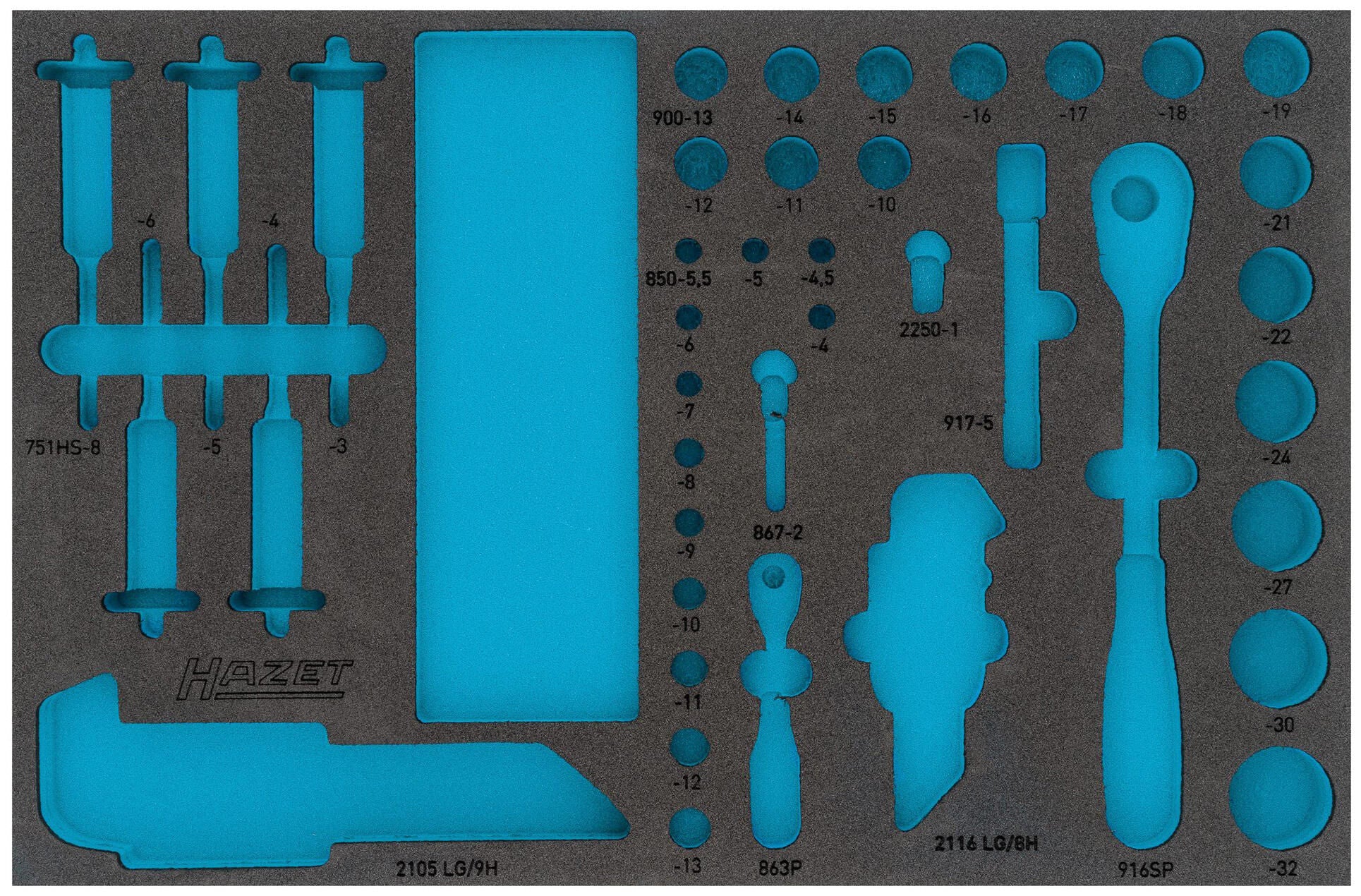 Hazet module-inlay soft foam insert, empty for #163-466 106