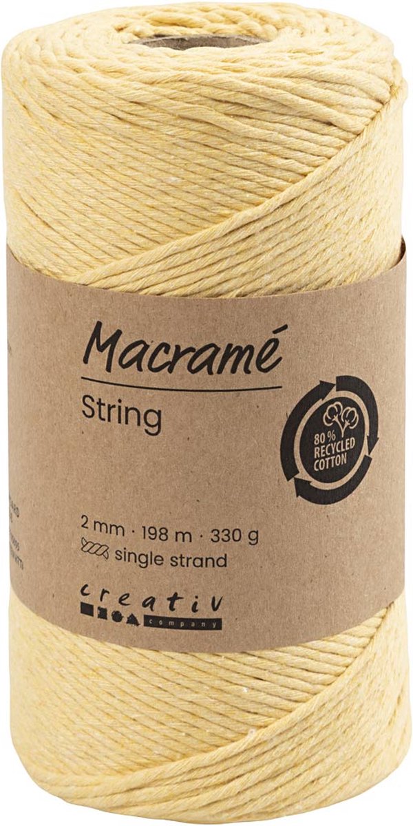 Creativ company macramékoord lichtgeel, 198m