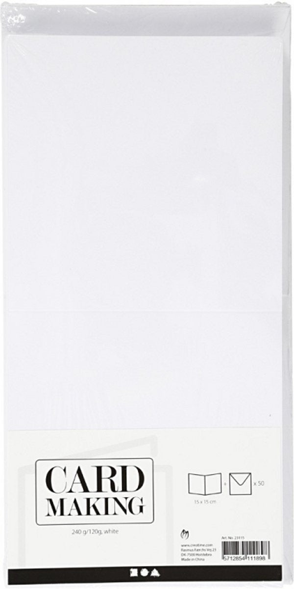 Creativ company kaarten enveloppen 15x15 cm wit 50 sets