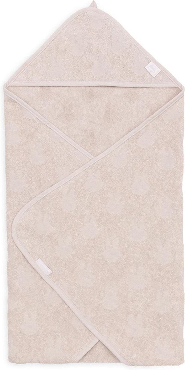 Jollein x nijntje - badcape badstof 75x75cm - baby handdoek met badcape, omslagdoek, badponcho miffy jacquard - nougat