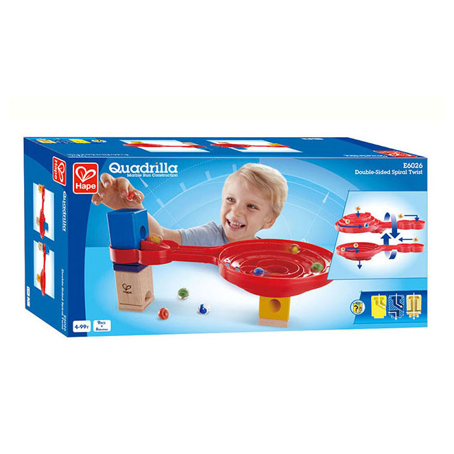 Quadrilla Dubbelzijdige Spiraal Twist Knikkerbaan. 9dlg.