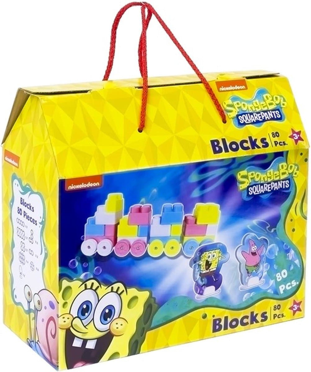 Spongebob squarepants 80 bouwblokken voorbij op de bekende grote andere blokken