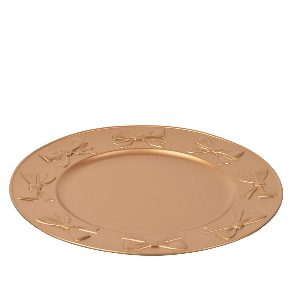 Decoris onderbord met strikjes dessin ø33cm kunststof goud