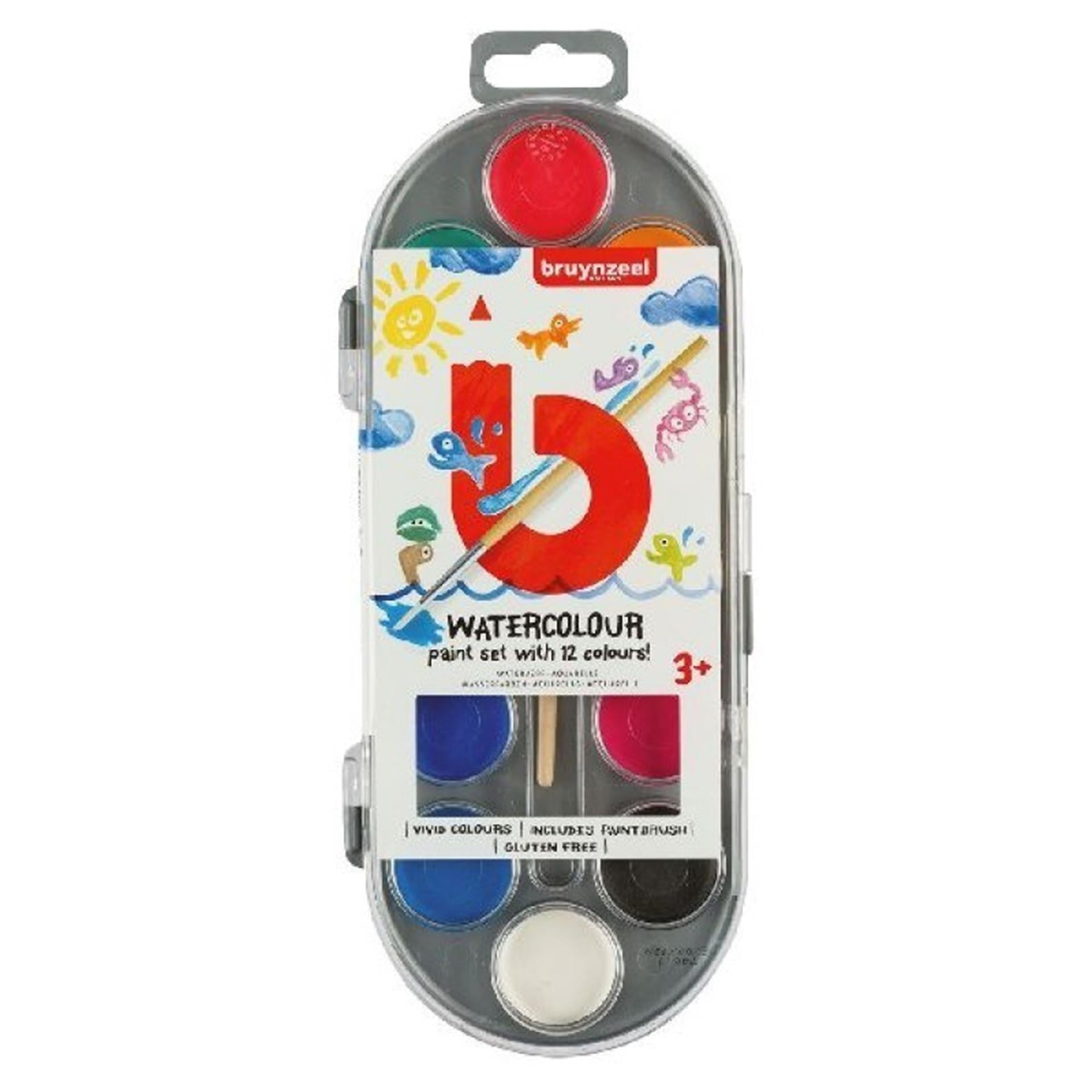 Bruynzeel waterverf met penseel 12 kleuren