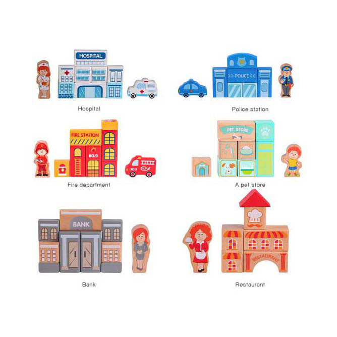 Klassieke Wereld Houten Blokken Stad, 120dlg.