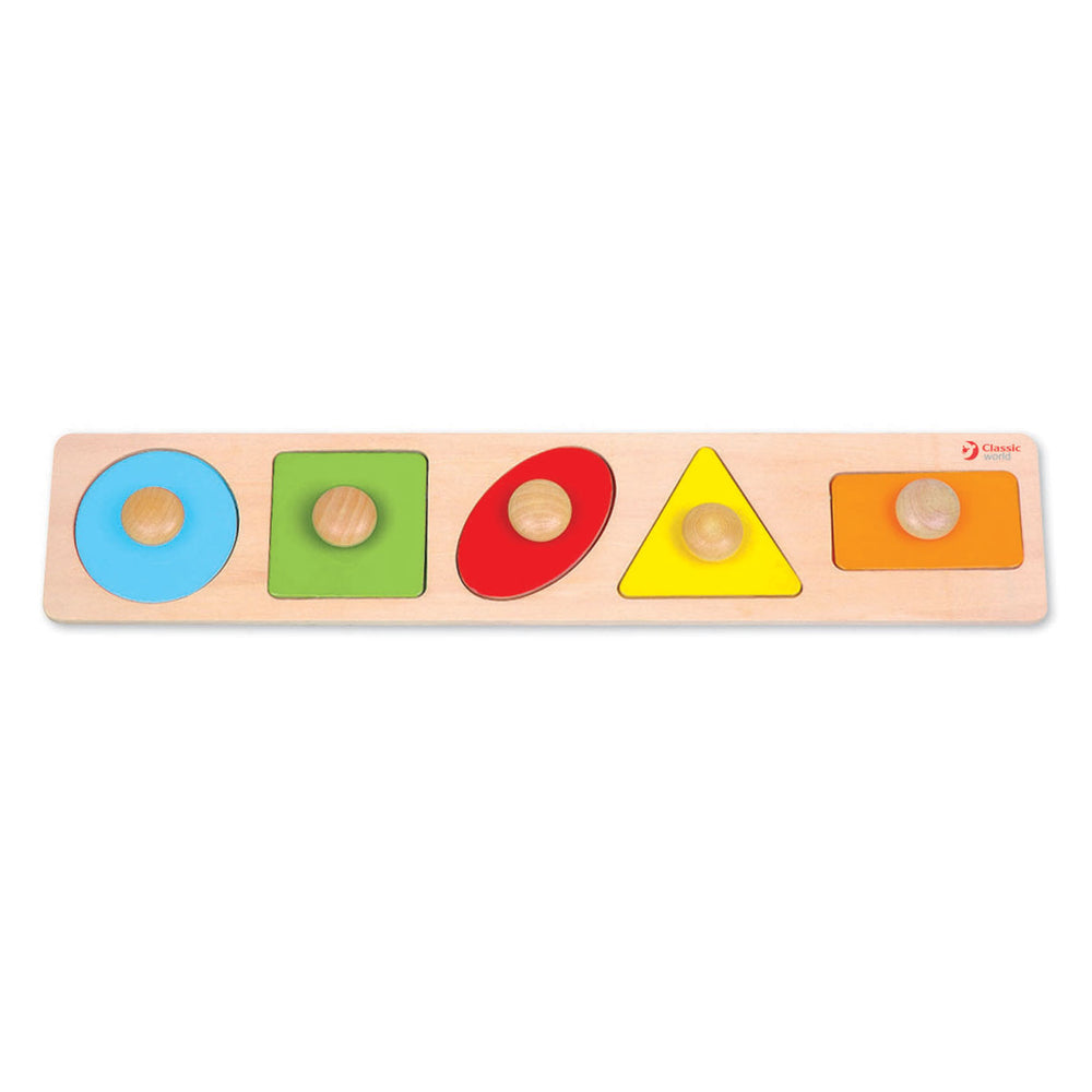 Klassieke wereld houten noppenpuzzelvormen, 5st.