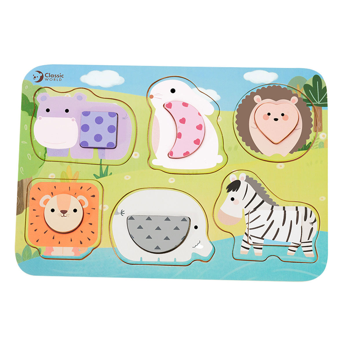 Klassieke Wereld Wereld Houten Puzzel Wilde Dieren, 13e.