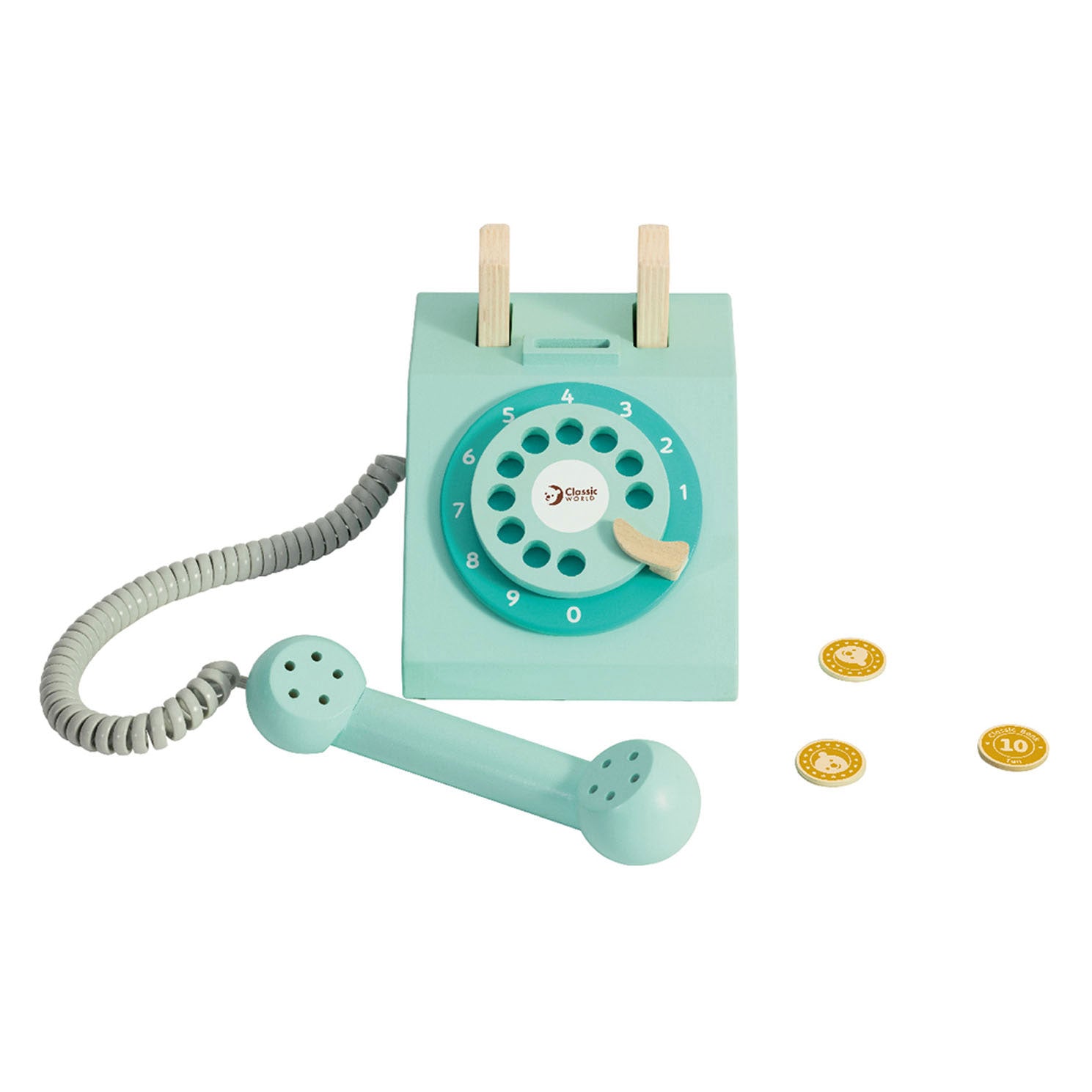 Klassieke Wereld Wereld Houten Retro Telefoon Turquoise