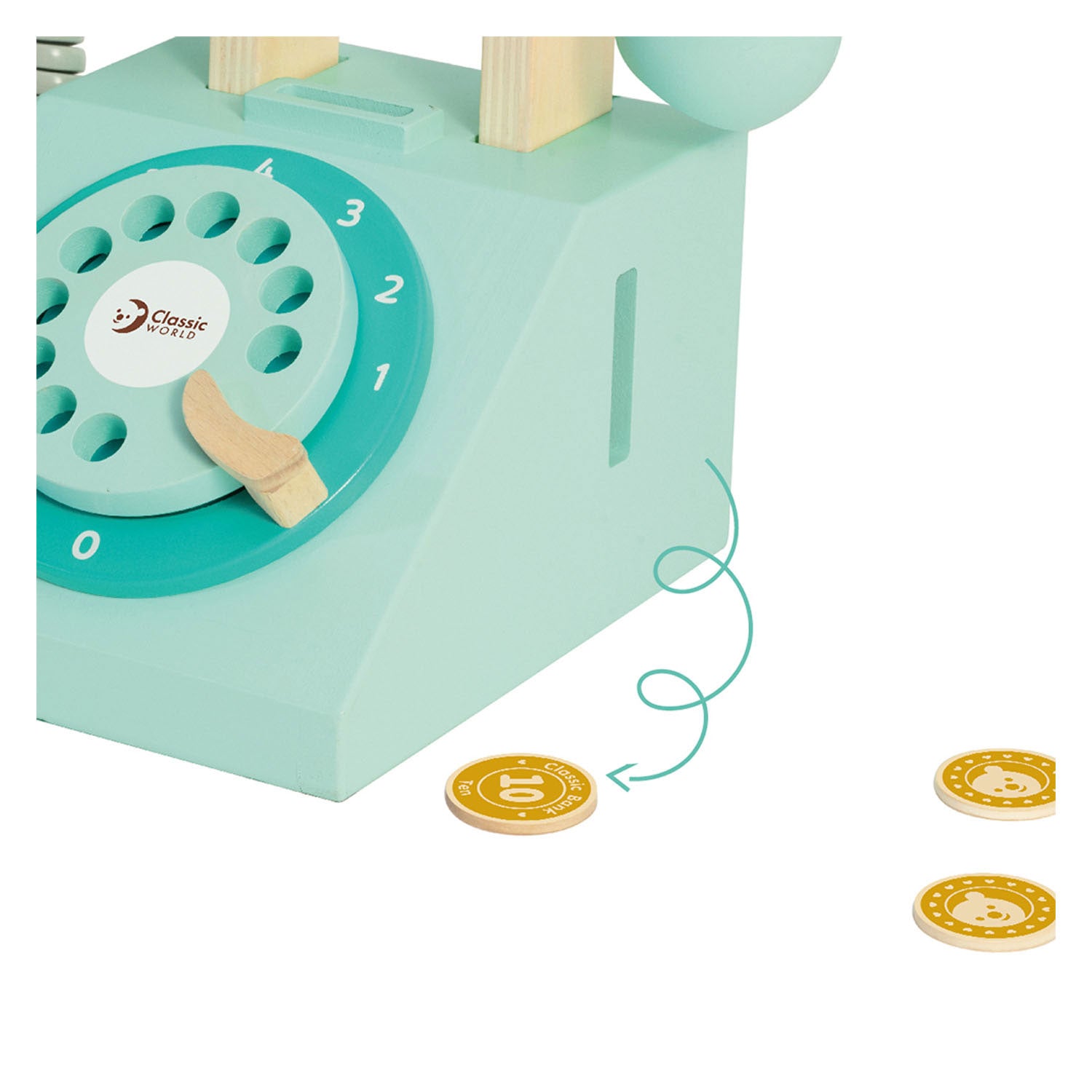 Klassieke Wereld Wereld Houten Retro Telefoon Turquoise