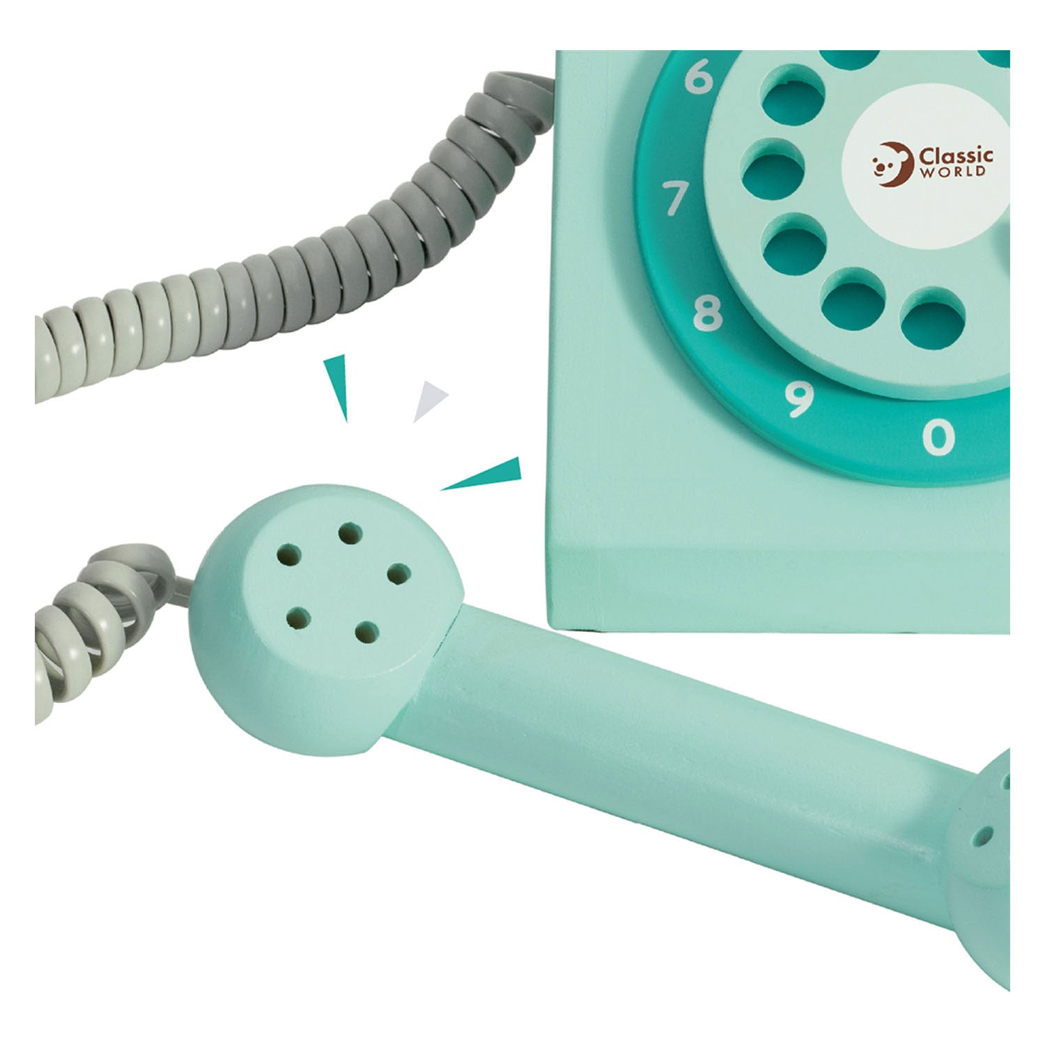 Klassieke Wereld Wereld Houten Retro Telefoon Turquoise