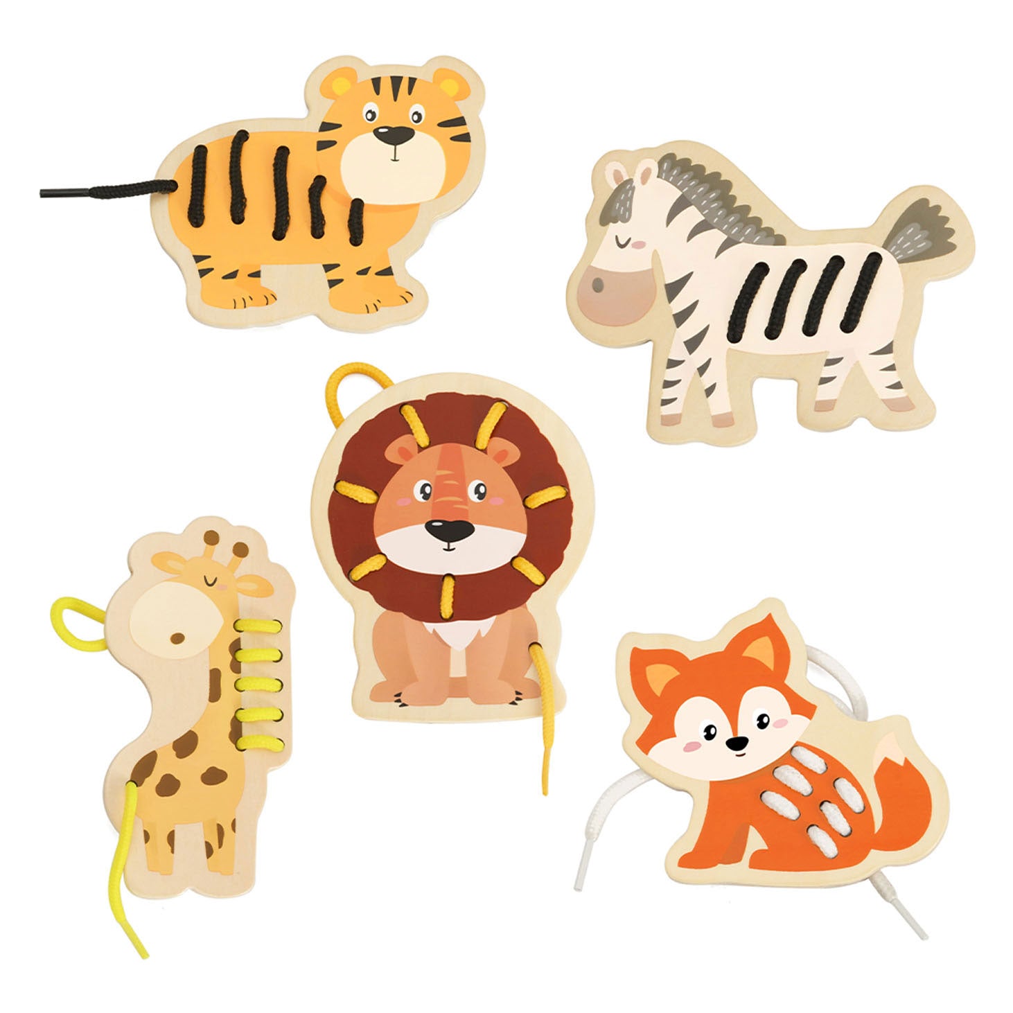 Klassieke Wereld Wereld Rijgpuzzel Wilde Dieren, 10dlg.
