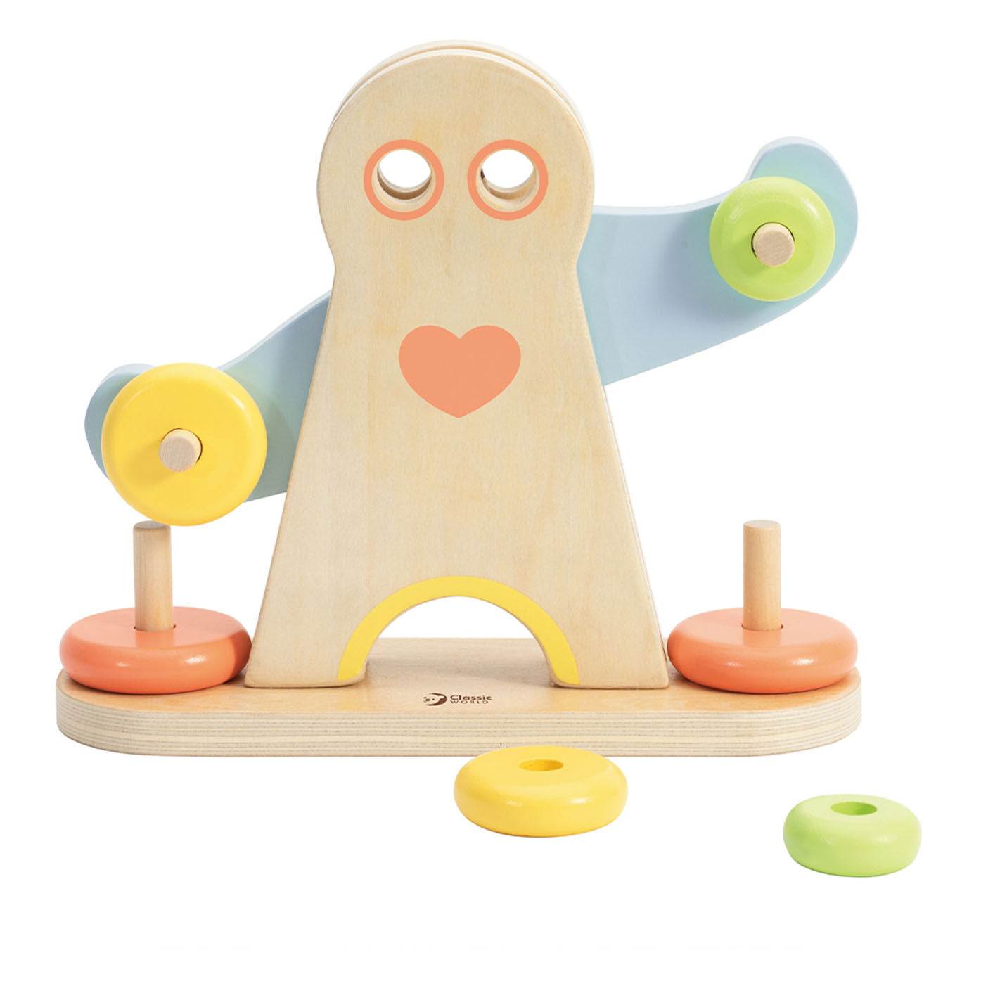 Klassieke houten herculesweegschaal, 7dlg.