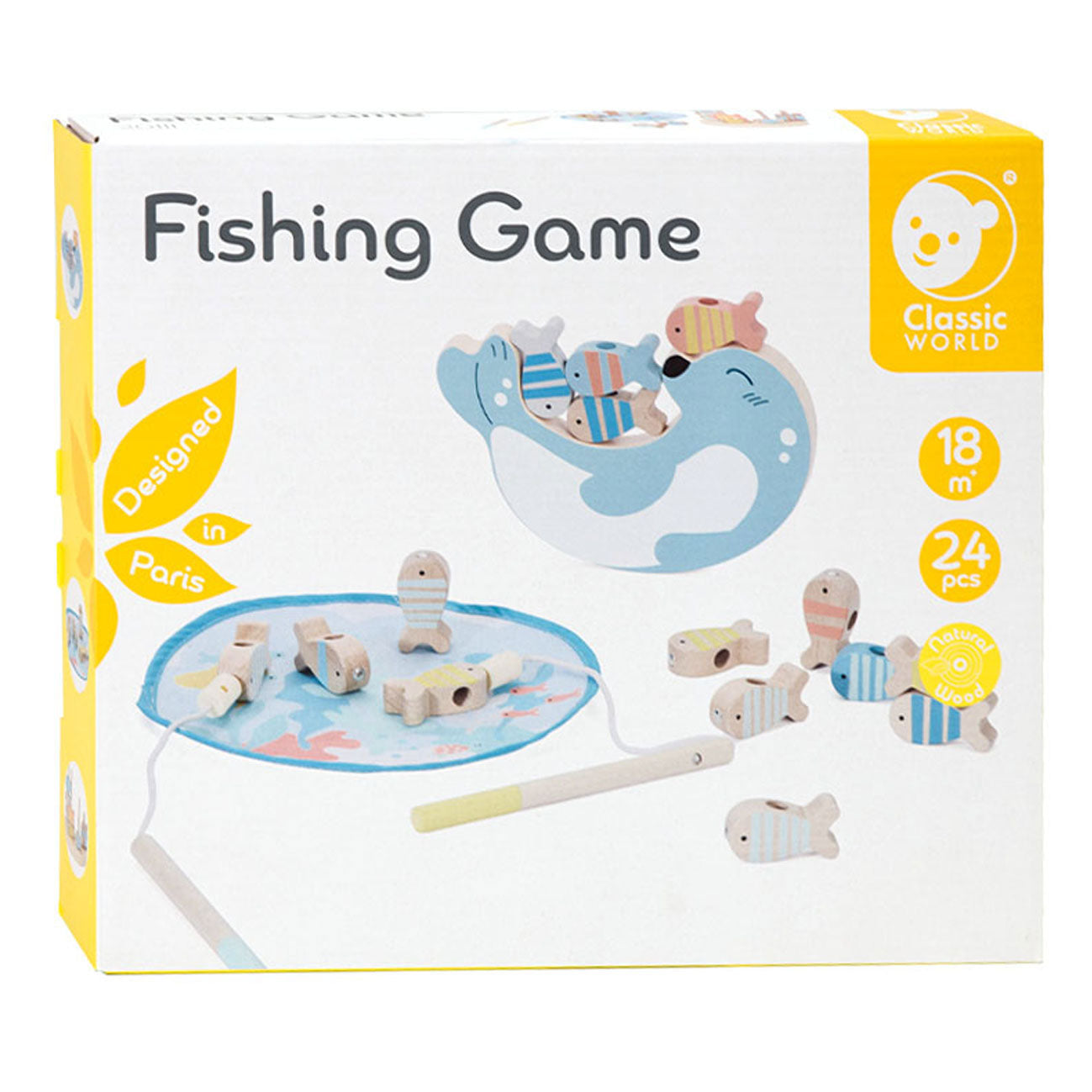 Classic world houten visspel zeehond, 24dlg.