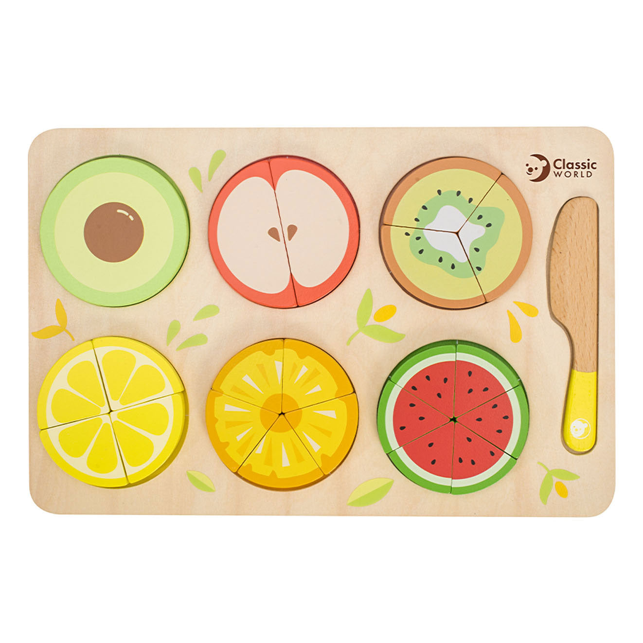 Classic World World Houten Fruitpuzzel Breuken, 22dlg.