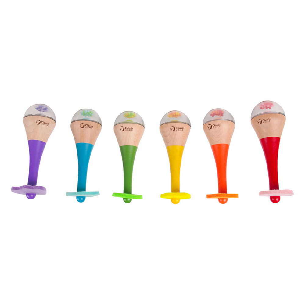 Klassieke wereld houten regenboogmaracas