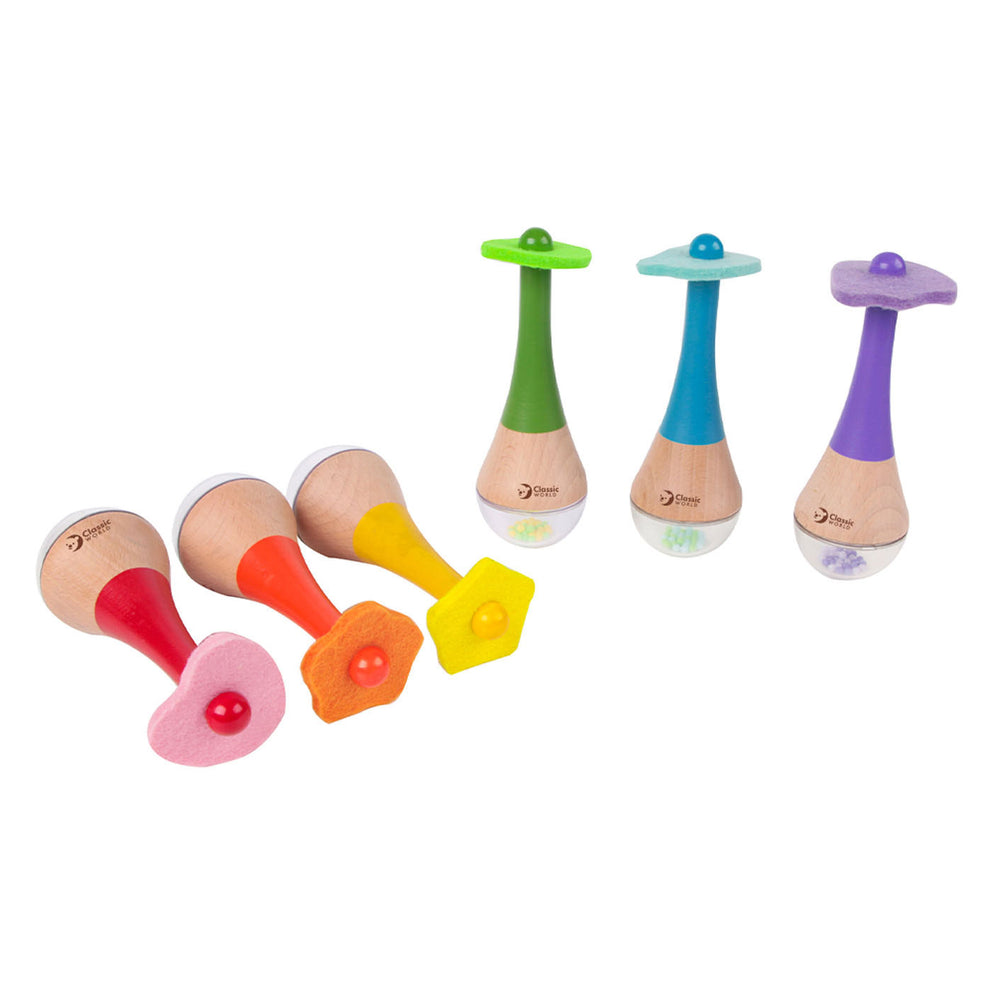 Klassieke wereld houten regenboogmaracas