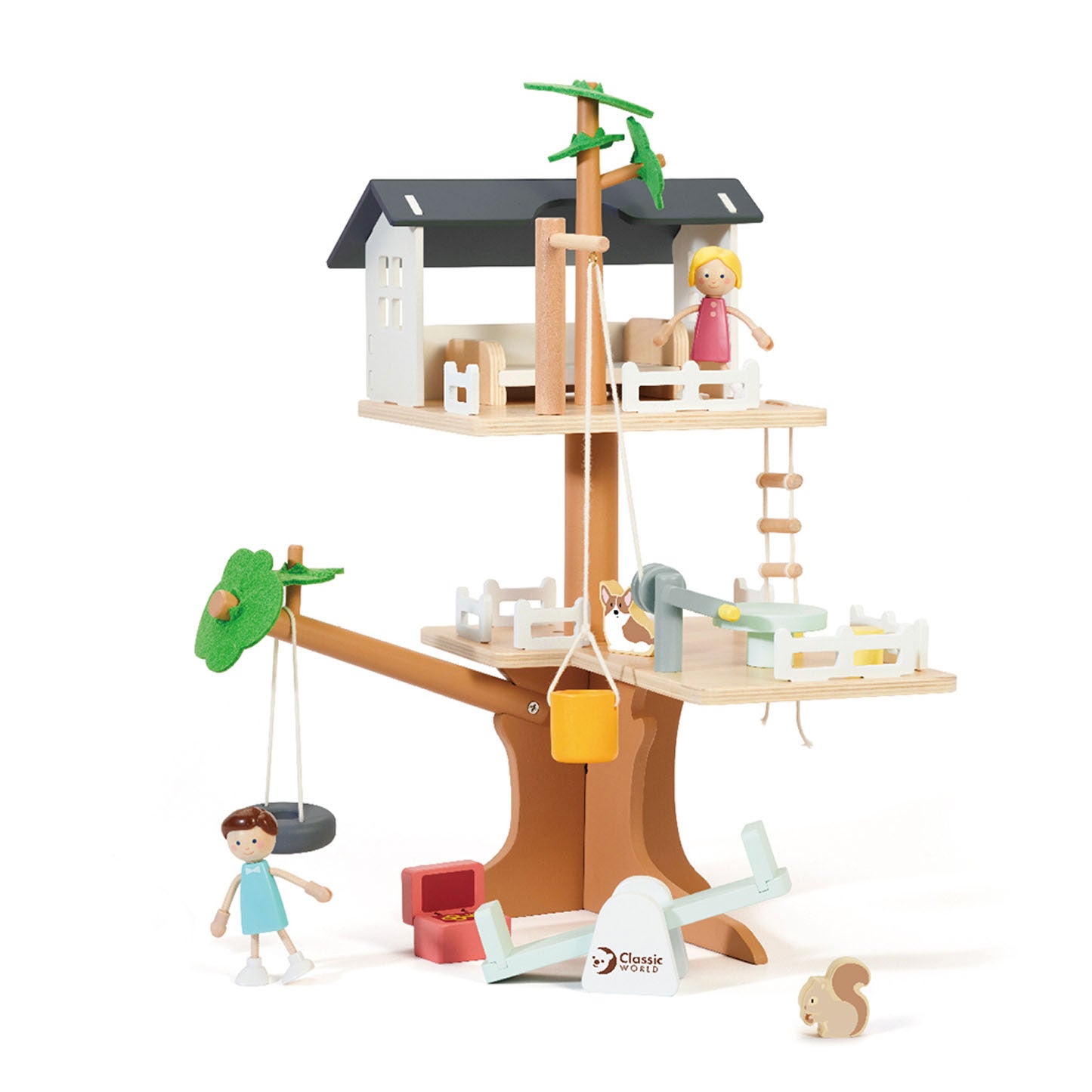 Klassieke Wereld Wereld Houten Poppenhuis Boomhut, 31dlg.