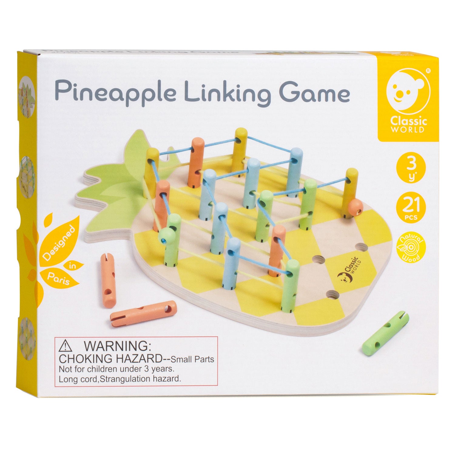 Klassieke wereld houten ananas verbindingsspel, 21dlg.