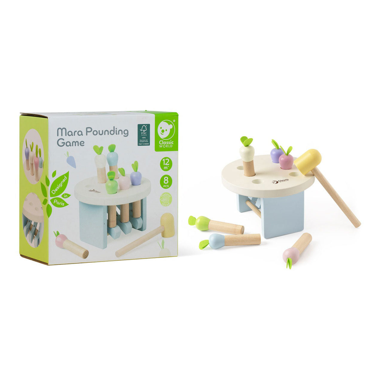Klassieke wereld houten hamerbank mara, 8dlg.