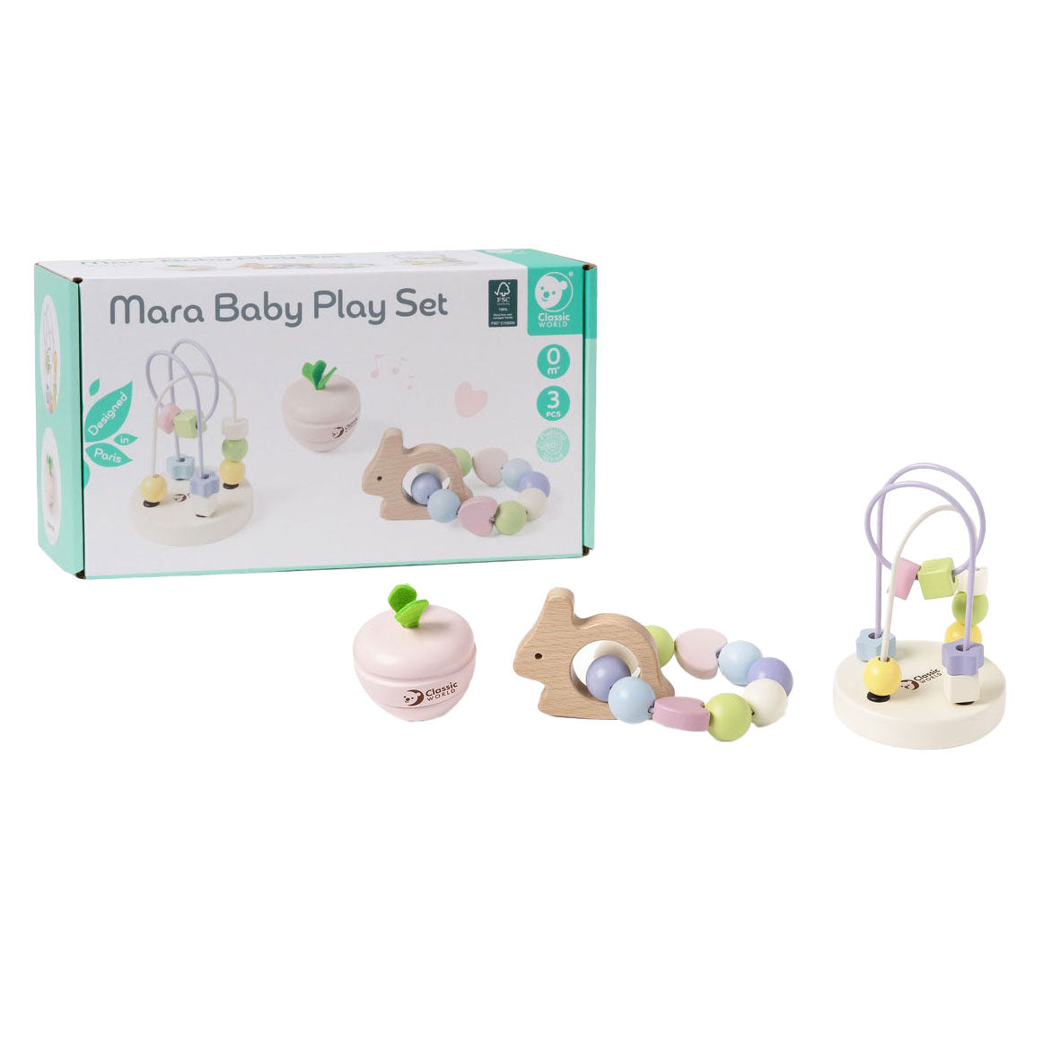 Classic world houten babyspeelset mara, 3dlg.