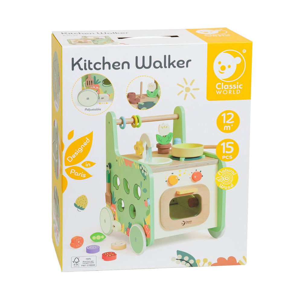 Klassieke wereld houten loopwagen keuken, 15dlg.
