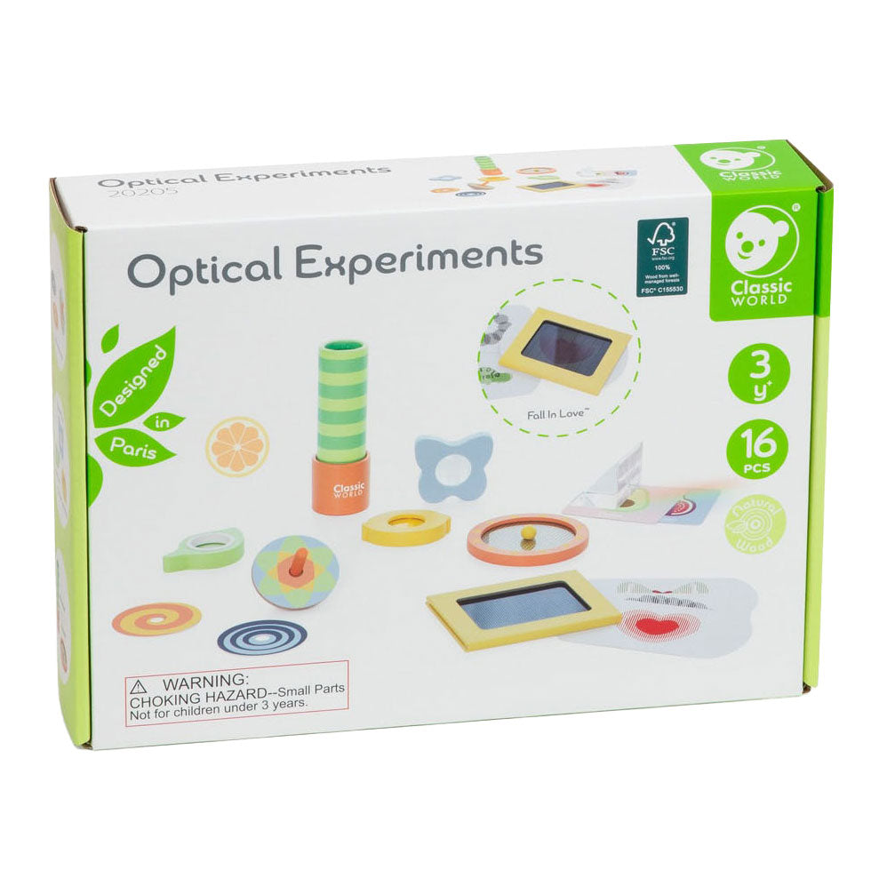 Klassieke wereld optische experimenten houten speelset, 16dlg.