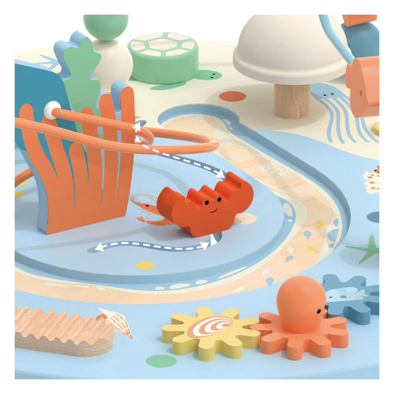 Klassieke wereld houten activiteitentafel onderwaterwereld, 3dlg.